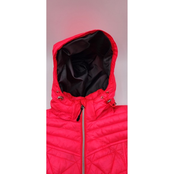 Tek Gear Womens Puffer Vest Hooded Quilted Zip Front Bright Coral Size M Diamond - Picture 8 of 8
